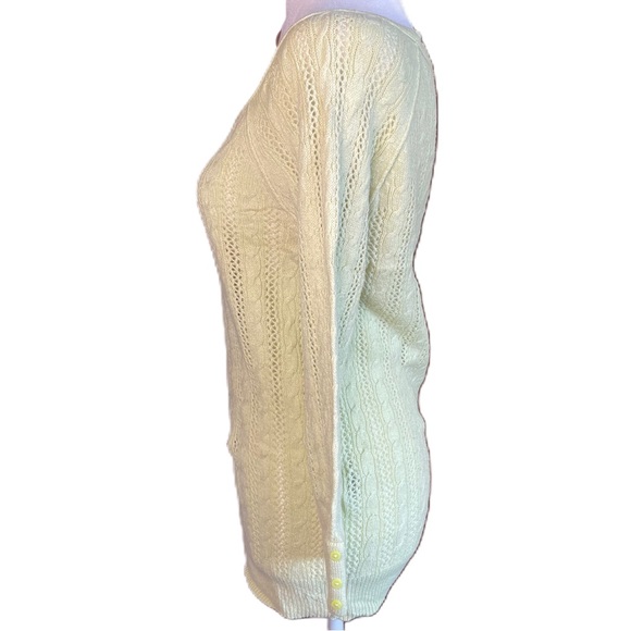 American Eagle Women’s Green Open Cable Knit 3/4 Sleeve Wool Blend Sweater Large - Picture 2 of 10